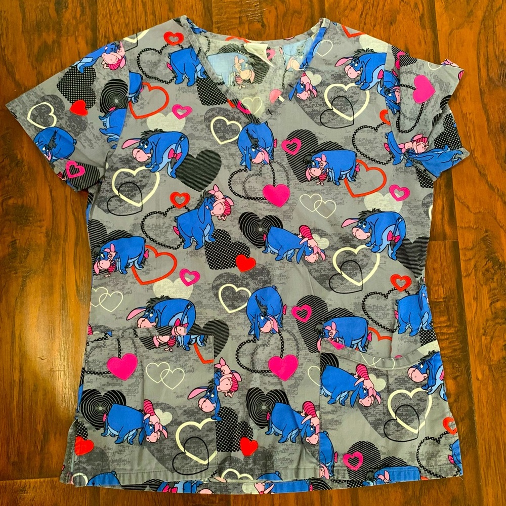 Disney Eeyore Pediatric Scrub Top Nurses Uniform Bundle Scrubs for Deal!